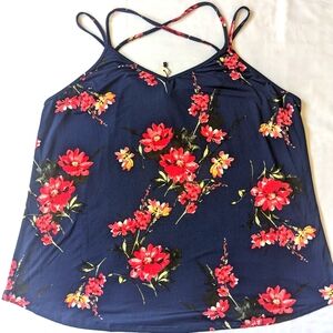 Papermoon Floral Tank Top - Navy and Red